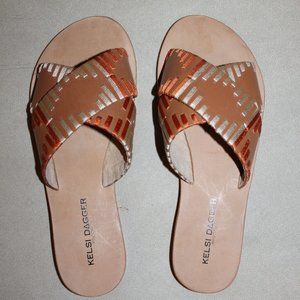 ALL LEATHER Anthropologie KELSI DAGGER Tribal Native American Sandals Slides